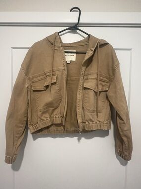 Wallflower Lightweight Zip-Up Hoodie - Beige